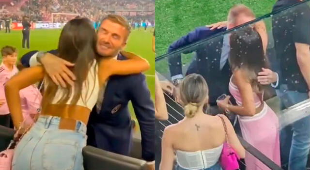 El cariñoso abrazo de Antonela Roccuzzo con David Beckham que puso celoso a Lionel Messi | video | El Popular