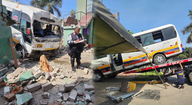 Bus con pasajeros chocó intempestivamente contra una vivienda en Chorrillos.