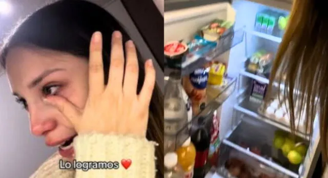 Joven llenó su refrigeradora por primera vez y lloró de emoción por una significativa razón.