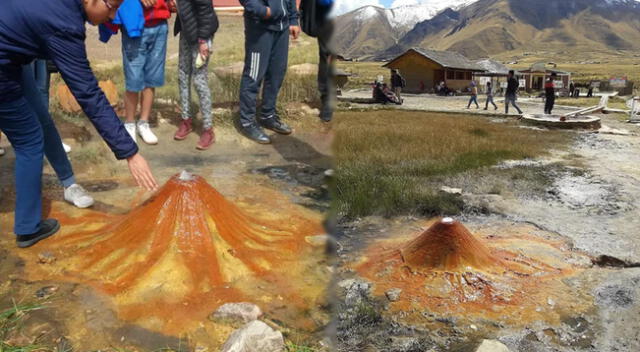 Volcán más pequeño del mundo en Perú con agua caliente a 50°C.