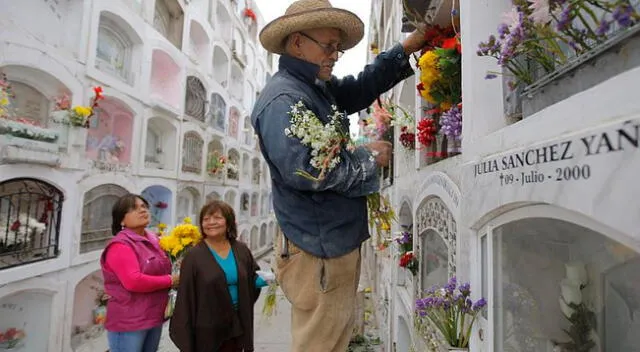 Ciudadano visitando a sus seres queridos en el cementerio El Ángel.