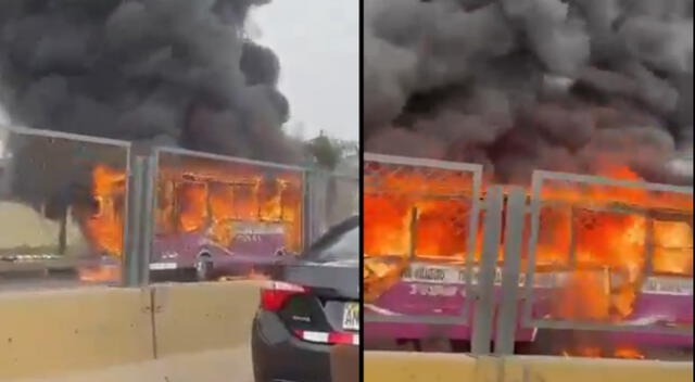 Un bus de la empresa San Germán se incendió cerca al aeropuerto.