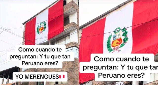 Hombre pone gigantesca bandera de Perú en le fachada de su casa y vecinos quedan sorprendidos.