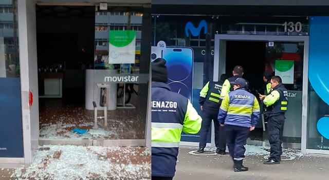 Delincuentes pasaron las barreras de seguridad de la tienda Movistar, en la Rambla de San Borja.