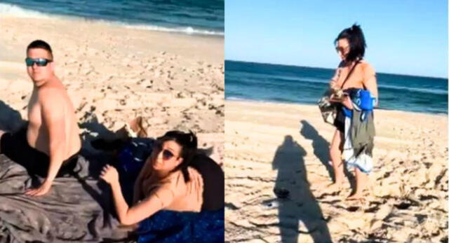 Mujer embarazada encontró a su esposo siendo cariñoso con otra mujer en la playa.