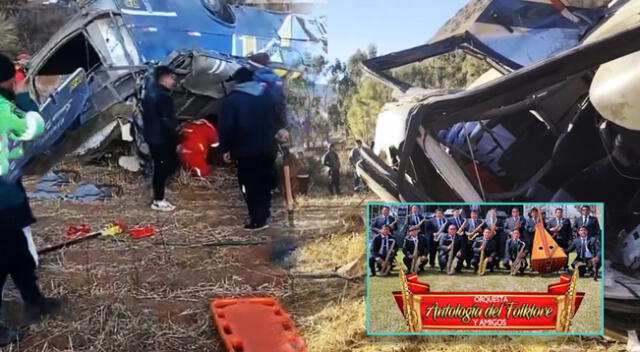 Bus que llevaba a orquesta Antología del Folklore sufrió aparatoso accidente en Tarma.