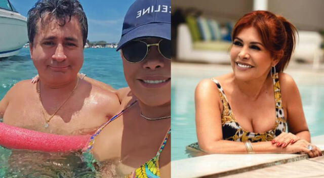 Magaly Medina luce su físico en bikini junto a su esposo Alfredo Zambrano.