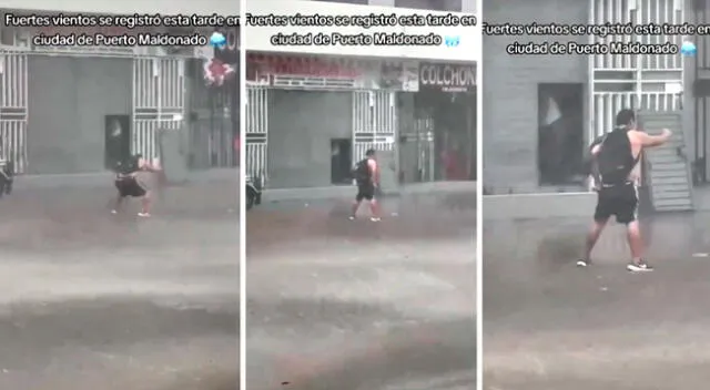 El joven no quiso retornar a su casa y decidió seguir caminando en medio de la tormenta.