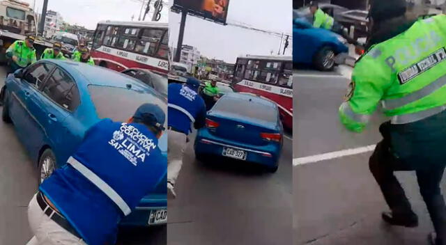 Los policías persiguieron al infractor a bordo de un bus de transporte público.