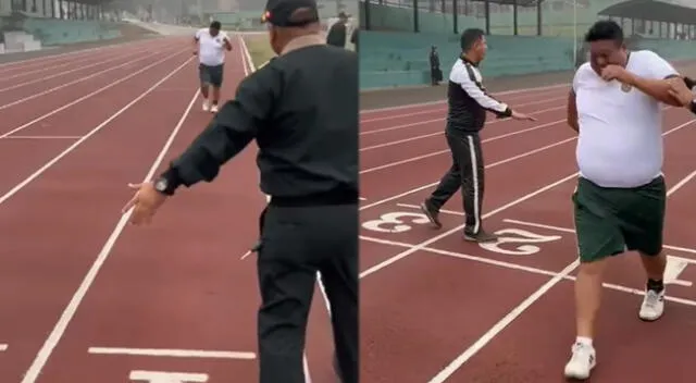 Un Policía en estado de obesidad estuvo a poco de caer al suelo durante examen físico de su prueba de ascenso.