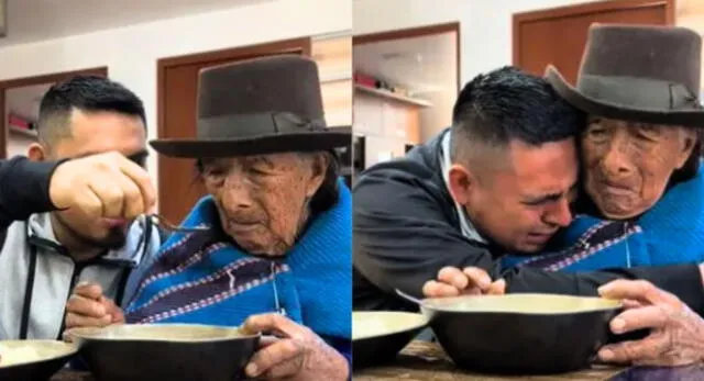 Joven peruano conmueve en TikTok al mostrar cómo cuida de su abuelita.