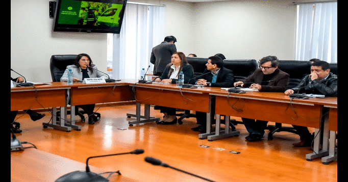 La presidenta de la Autoridad de Transporte Urbano para Lima y Callao (ATU), Marybel Vidal, en plena reunión en el Congreso