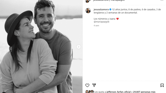 Jesús Alzamora publica foto con María Paz. Foto: Instagram