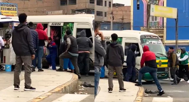 Transportistas atacan con piedras y revientan la luna de un micro para hacer bajar a su conductor con pasajeros.