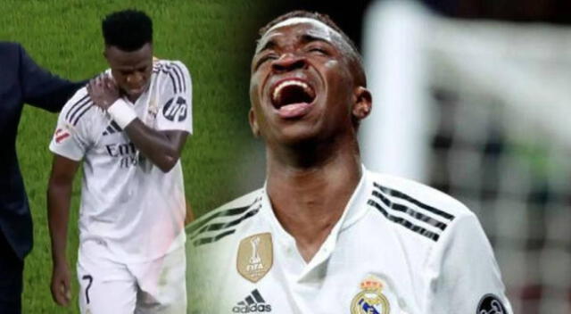 Vinicius Jr. tuvo que abandonar el partido por un duro golpe en el hombro.