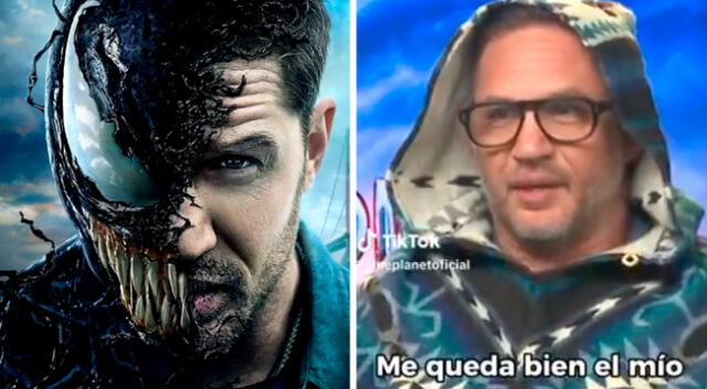 El protagonista de Venom 3 se quedó encantado con poncho peruano que recibió durante entrevista.