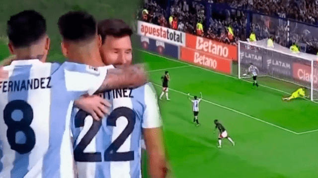 Argentina anota su primer gol frente a Perú.