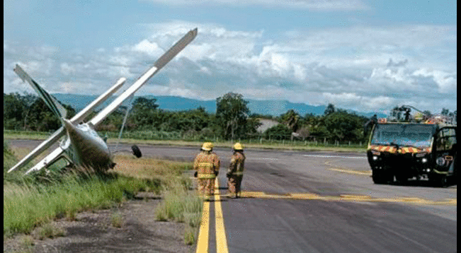 Avioneta terminó al costado de la pista de despegue luego de despiste