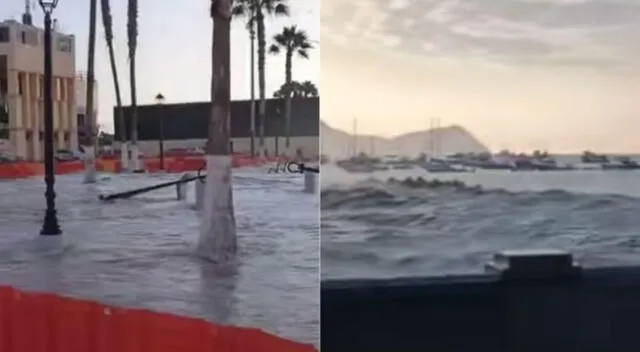 Vecinos del Callao registraron el desborde del mar que ha afectado la Plaza Grau.