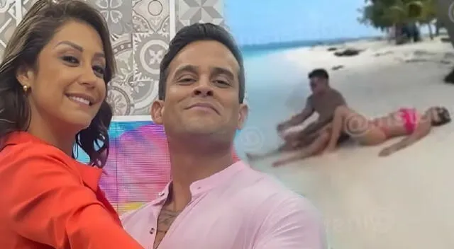 Christian Domínguez y Karla Tarazona disfrutan de un viaje en las playas del Caribe.