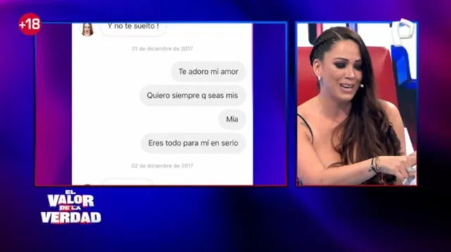 Melissa Klug muestra chats con Christian Cueva. Foto: captura/Panamericana TV