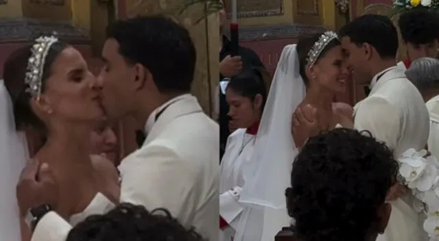 Alejandra Baigorria y Said Palao sellaron su matrimonio con un beso.