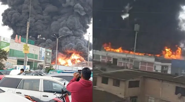 Un incendio de gran magnitud afecta en el parque industrial de Villa El Salvador. Un incendio de gran magnitud afecta en el parque industrial de Villa El Salvador.