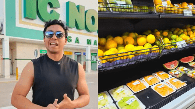 Peruano muestra precios en supermercado boliviano. Peruano muestra precios en supermercado boliviano.