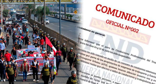 A través de un comunicado, se anunció la suspensión del paro de transportistas convocado para el 24 y 25 de julio A través de un comunicado, se anunció la suspensión del paro de transportistas convocado para el 24 y 25 de julio