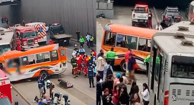 Bus del Metropolitano y cúster, identificado como 'El anconero', chocaron en plean estación Dos de mayo Bus del Metropolitano y cúster, identificado como 'El anconero', chocaron en plean estación Dos de mayo