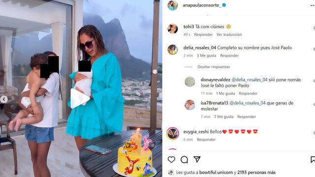 Usuarios reclaman a Ana Paula por no poner el nombre completo de su segundo bebé.