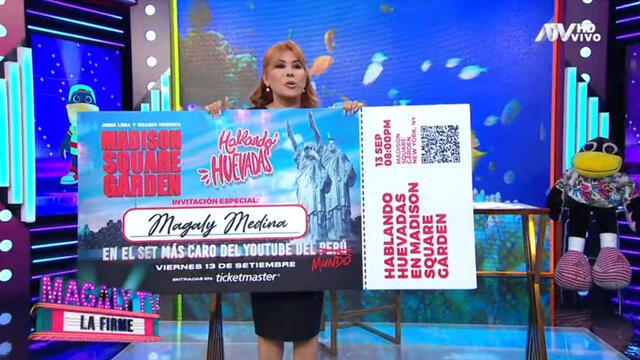 Magaly Medina recibe entradas para show de Hablando Huevadas con Madison Square Garden.