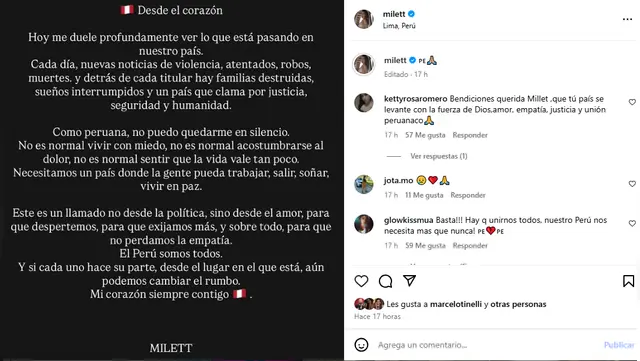 Milett Figueroa se pronuncia ante crisis en el país.