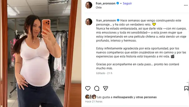 <em>Francisca Aronsson se sincera sobre su pancita de embarazada ficticia. Captura: Instagram </em> <em>Francisca Aronsson se sincera sobre su pancita de embarazada ficticia. Captura: Instagram </em>