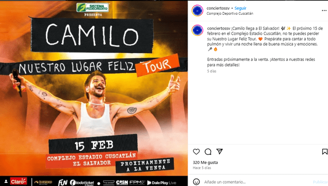 Camilo en El Salvador 2025: fecha, precio de entradas y más detalles de su concierto.