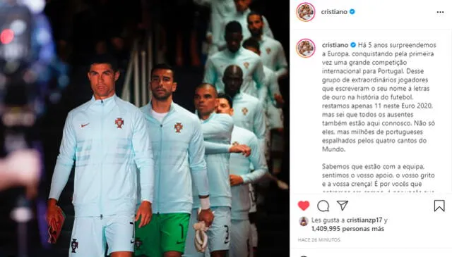 Mensaje de Cristiano Ronaldo previo al debut en la Eurocopa 2021. | FUENTE: Instagram.   