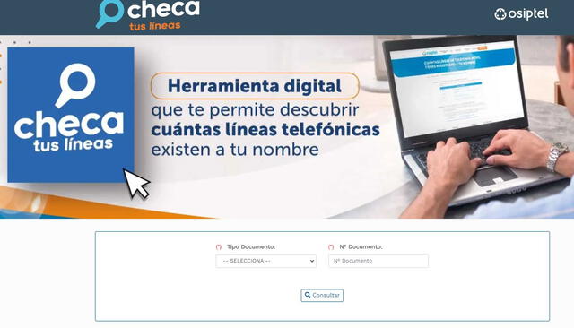 Plataforma de Osiptel para saber cuántas líenas tienes. 