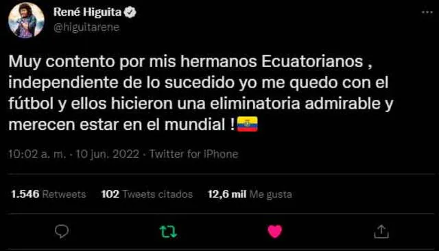 René Higuita y su mensaje para Ecuador. / FUENTE: Twitter.   