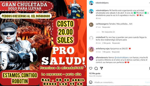 Robotín anuncia actividad pro-salud.