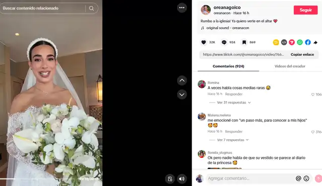 Oreana Concha se sinceró con sus fans previo a su boda. Oreana Concha se sinceró con sus fans previo a su boda.
