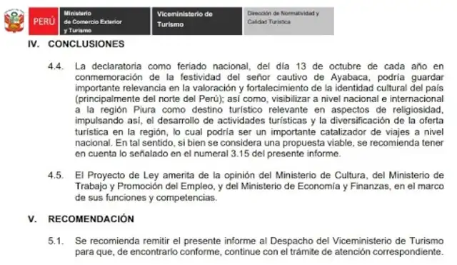 La festividad del 13 de octubre sería por el Señor Cautivo de Ayabaca.