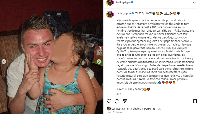  Farik Grippa celebra los 15 años de su hija.    