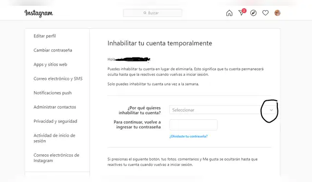 Elige entre las opciones para eliminar tu cuenta de Instagram 