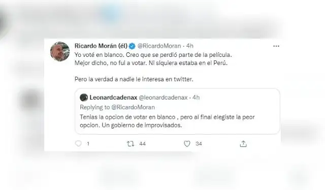 Captura Twitter Ricardo Morán   