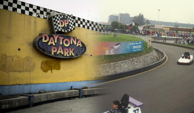  La entrada del famoso Daytona Park y una imagen de los karts, una de las atracciones más concurridas del parque de diversiones. Foto: composición LR/Tradiciones Limeñas/Behan   