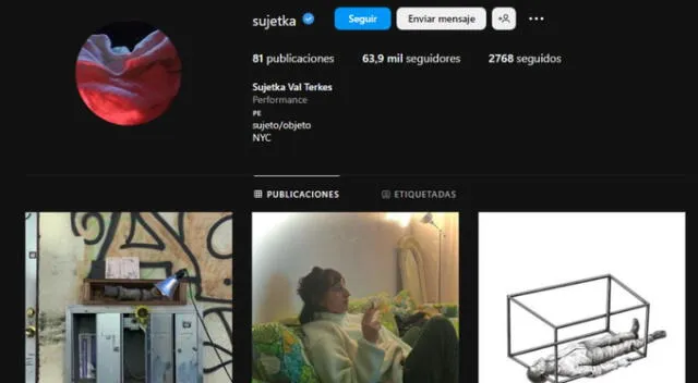  Así luce la cuenta de Instagram de Sujetka Val Terkes donde muestra su trabajo.    