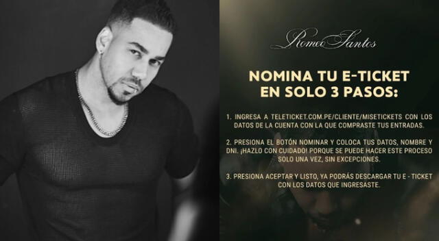  Los pasos que debes seguir para nominar tus entradas al concierto de Romeo Santos.    