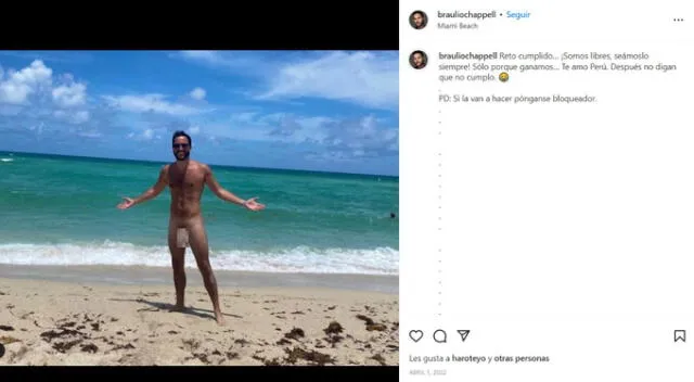  Braulio Chappell comparte divertido reto en su cuenta de Instagram.  
