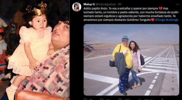  Estas fueron las fotografías que Madeleine Gutierrez compartió con su padre Tongo. Fuente: Twitter.   