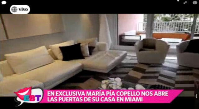  La sala de estar de María Pía Copello. Fuente: América TV.   